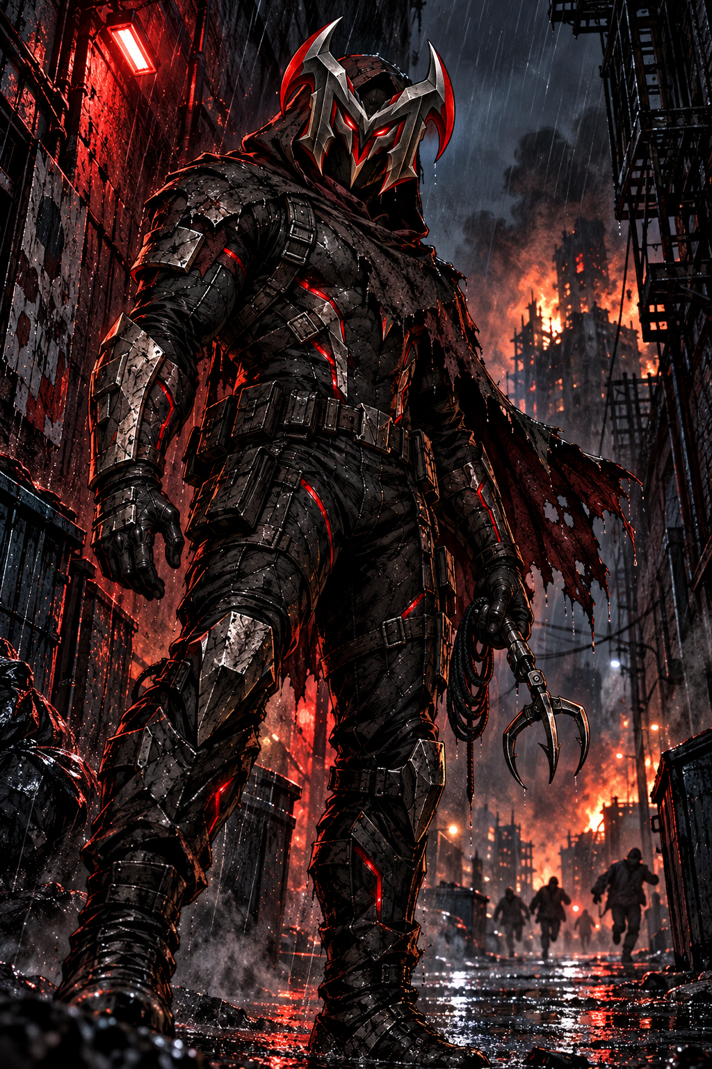 Mayhem antihero in black and red armor